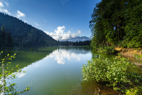 Landscape view of Karagol (Black lake) a popular destination for tourists,locals,campers and travelers in Eastern Black Sea,Savsat, Artvin, Turkey photo