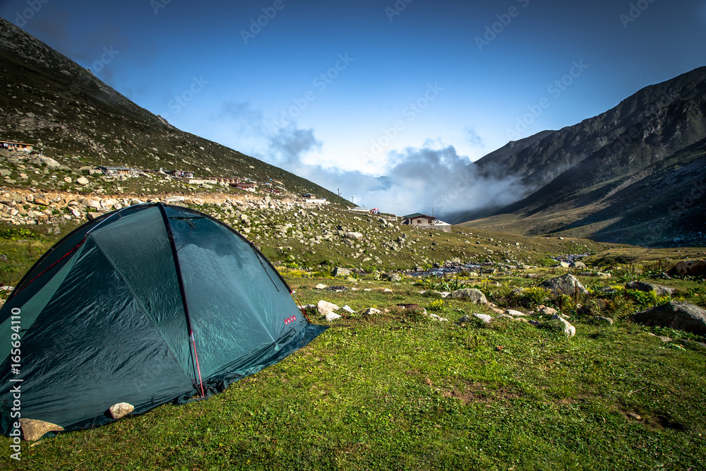 Black tent on the top of the Kackar Mountains or simply Kackars, in Turkish Kackar Daglari or Kackarlar.A popular place for hiking and camping every season.