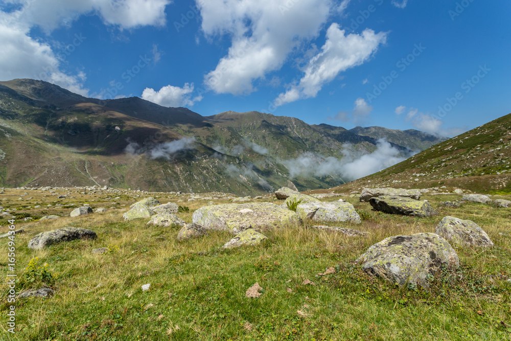 Landscape view of Kackar Mountains or simply Kackars, in Turkish Kackar Daglari or Kackarlar located in Rize, Turkey.