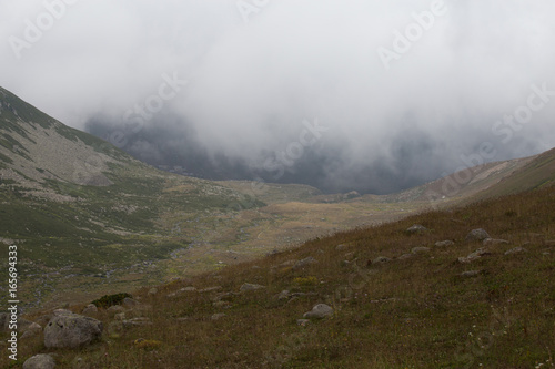 Landscape view of Kackar Mountains or simply Kackars, in Turkish Kackar Daglari or Kackarlar located in Rize, Turkey.