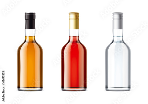Blank bottles set of alcohol drink 