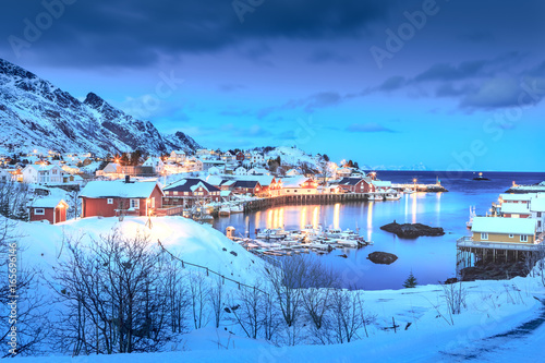 Sorvagen village on Lofoten Islands photo