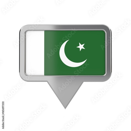 Pakistan flag location marker icon. 3D Rendering