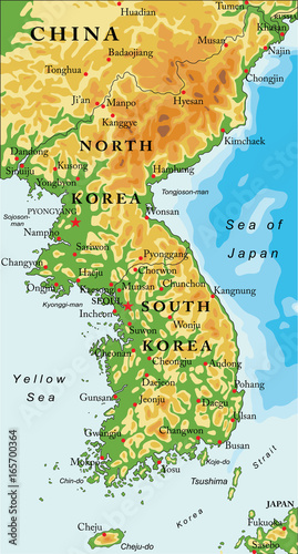 Korean Peninsula relief map