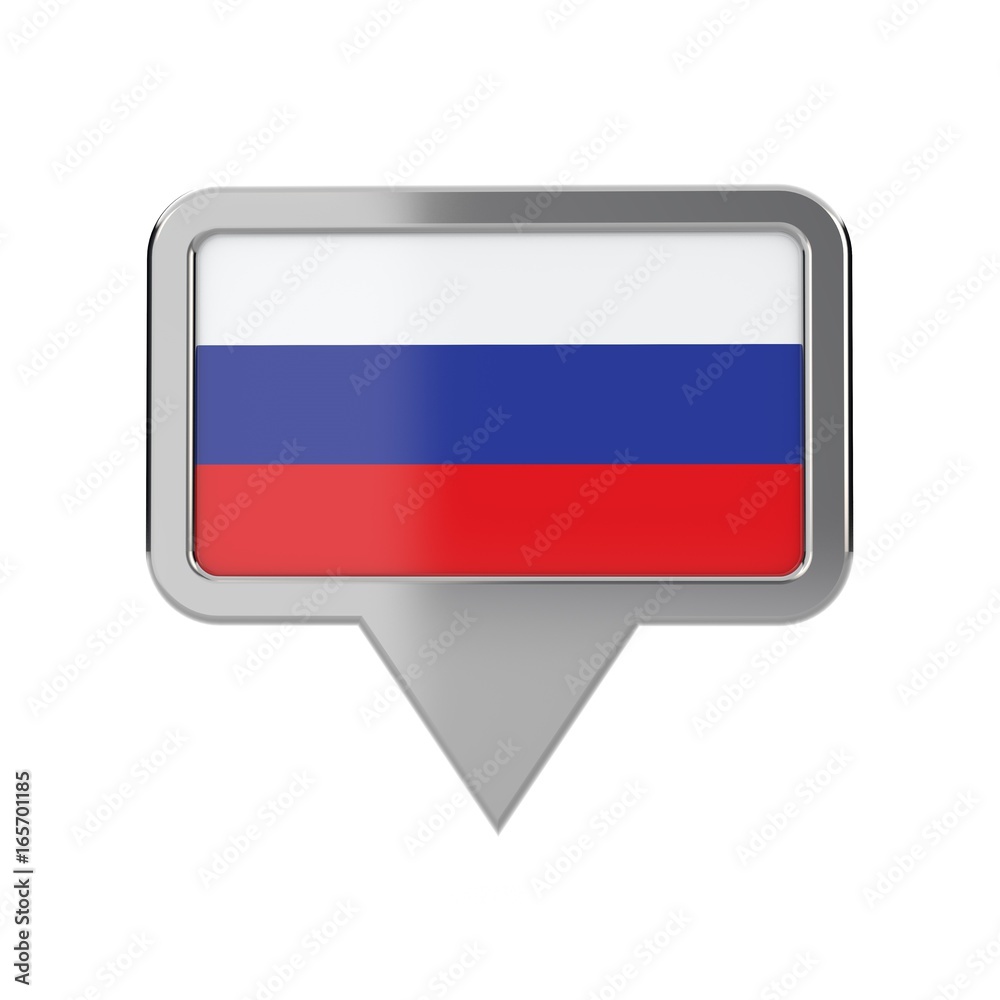 Russia flag location marker icon. 3D Rendering Russia flag location marker icon. 3D Rendering
