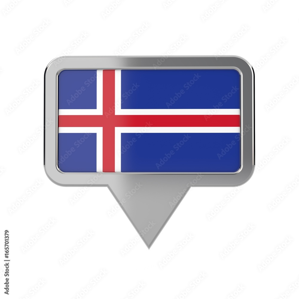 Obraz premium Iceland flag location marker icon. 3D Rendering