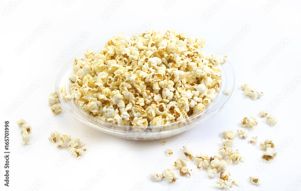 Popcorn on the white background Popcorn on the white background