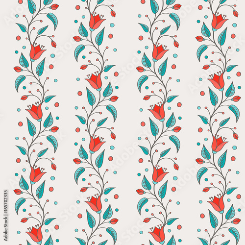 Bellflower floral design element. Seamless floral pattern with colorful flowers. For wallpaper, fabric, pattern fill, web page background, surface texture. Harebell bluebell vector illustration.