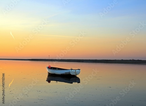 Coucher de soleil sur la Baie de Somme Hauts-de France, Nord, France.