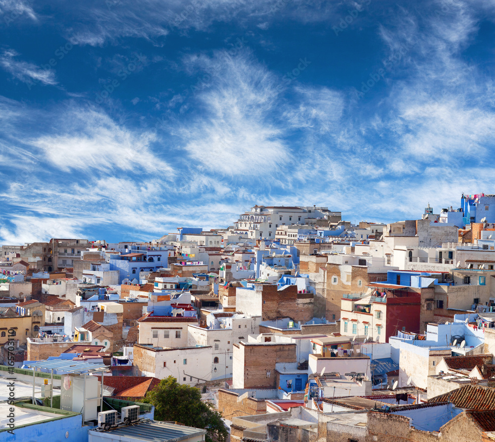 Panorama of Chefchaouen Medina in Morocco, Africa