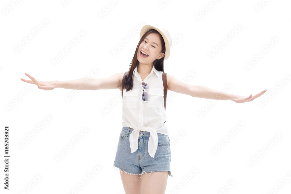 Portrait of young woman with arms outstretched Portrait of young woman with arms outstretched