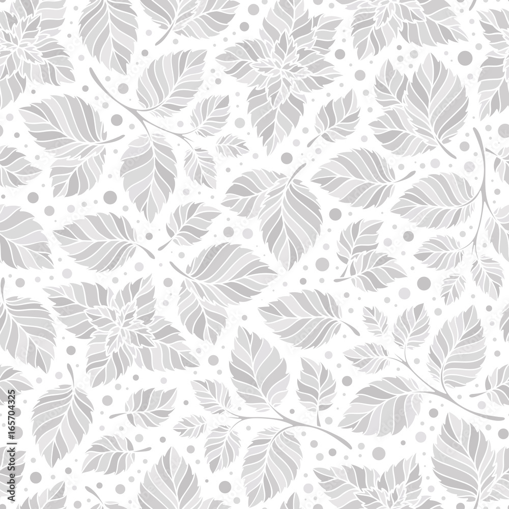 Fototapeta Hand drawn vector seamless pattern with mint leaves