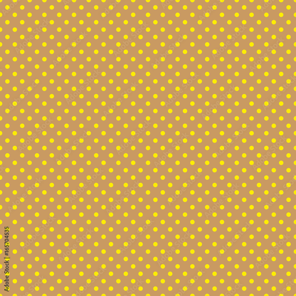 The polka dot pattern. Seamless vector illustration with round circles, dots. Yellow and brown. Vector illustration in retro, vintage style print on fabric, textile, wrapping, Wallpaper, scrap-booking The polka dot pattern. Seamless vector illustration with round circles, dots. Yellow and brown. Vector illustration in retro, vintage style print on fabric, textile, wrapping, Wallpaper, scrap-booking
