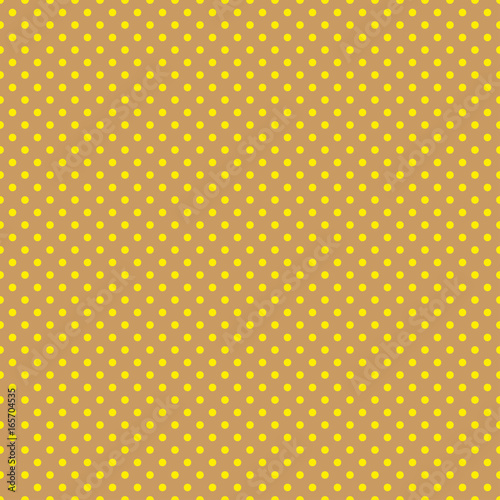 The polka dot pattern. Seamless vector illustration with round circles, dots. Yellow and brown. Vector illustration in retro, vintage style print on fabric, textile, wrapping, Wallpaper, scrap-booking