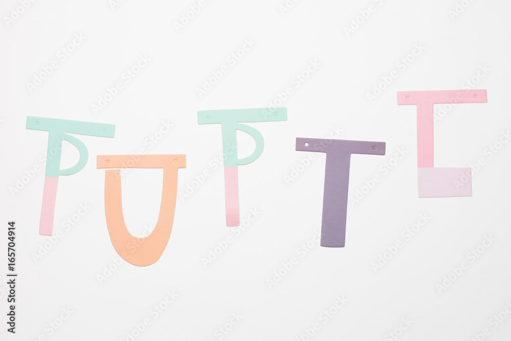 Pupil colorful paper cutout lettering