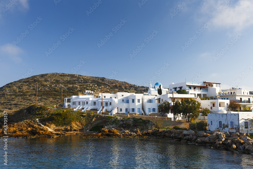 View of the main village on Lipsi island in Greece. 
