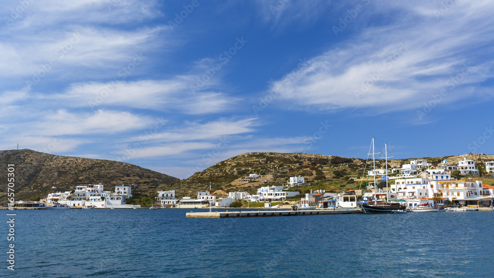 View of the main village on Lipsi island in Greece. 
