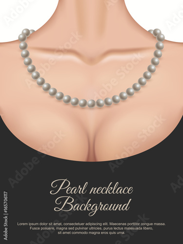 Pearl necklace on the female neck