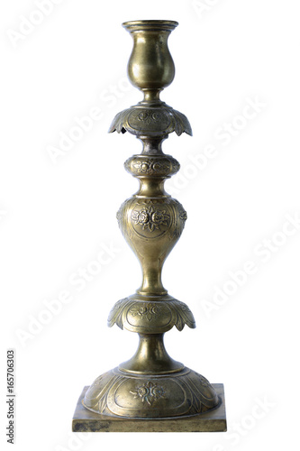 Brass candlestick isolated on white