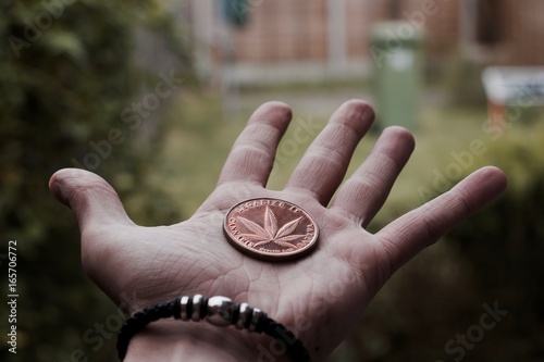 Brass marijuana coin