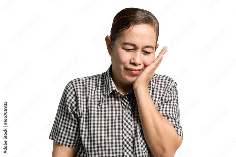 portrait of a mature woman with a toothache. Isolated on white background with clipping path portrait of a mature woman with a toothache. Isolated on white background with clipping path