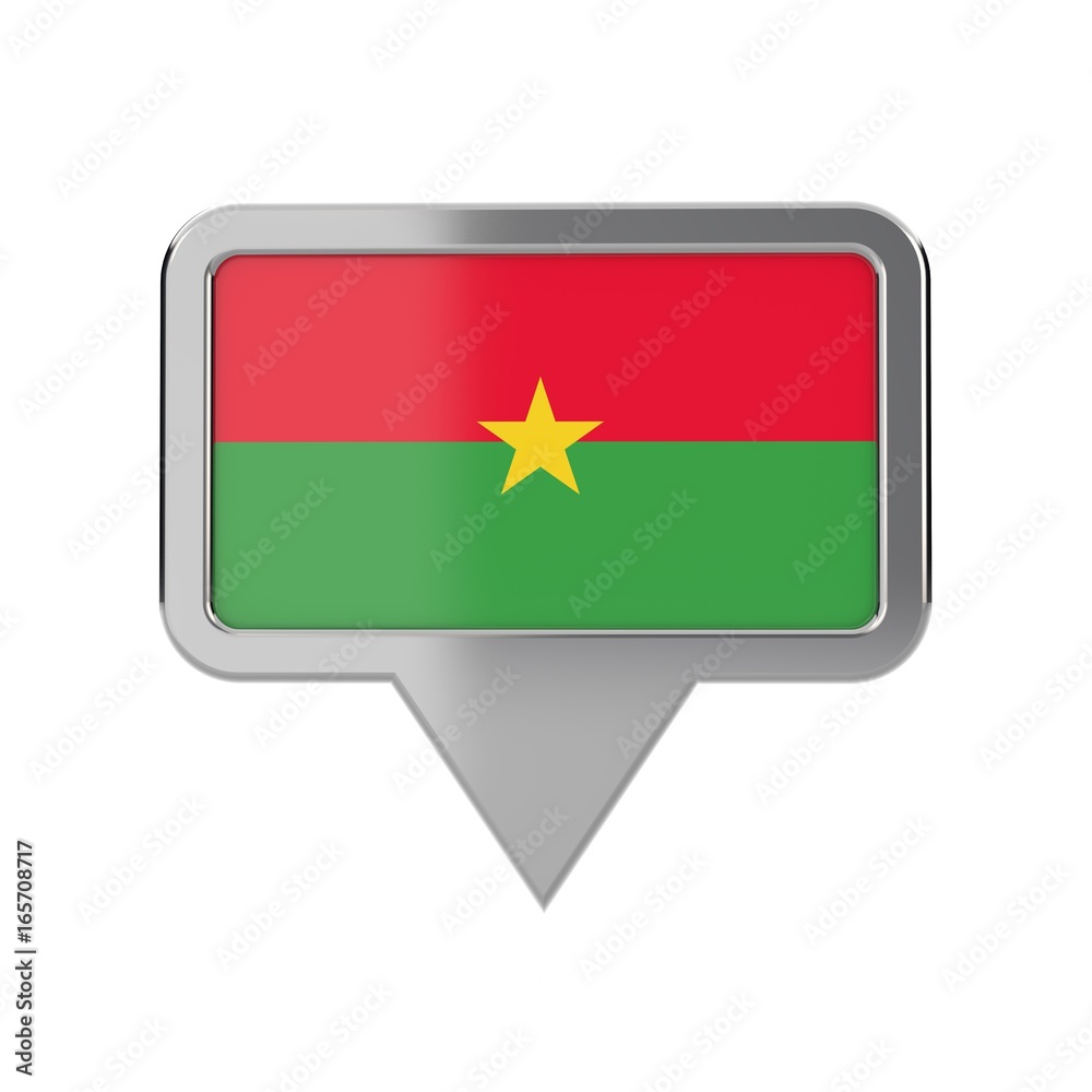 Burkina Faso flag location marker icon. 3D Rendering Burkina Faso flag location marker icon. 3D Rendering