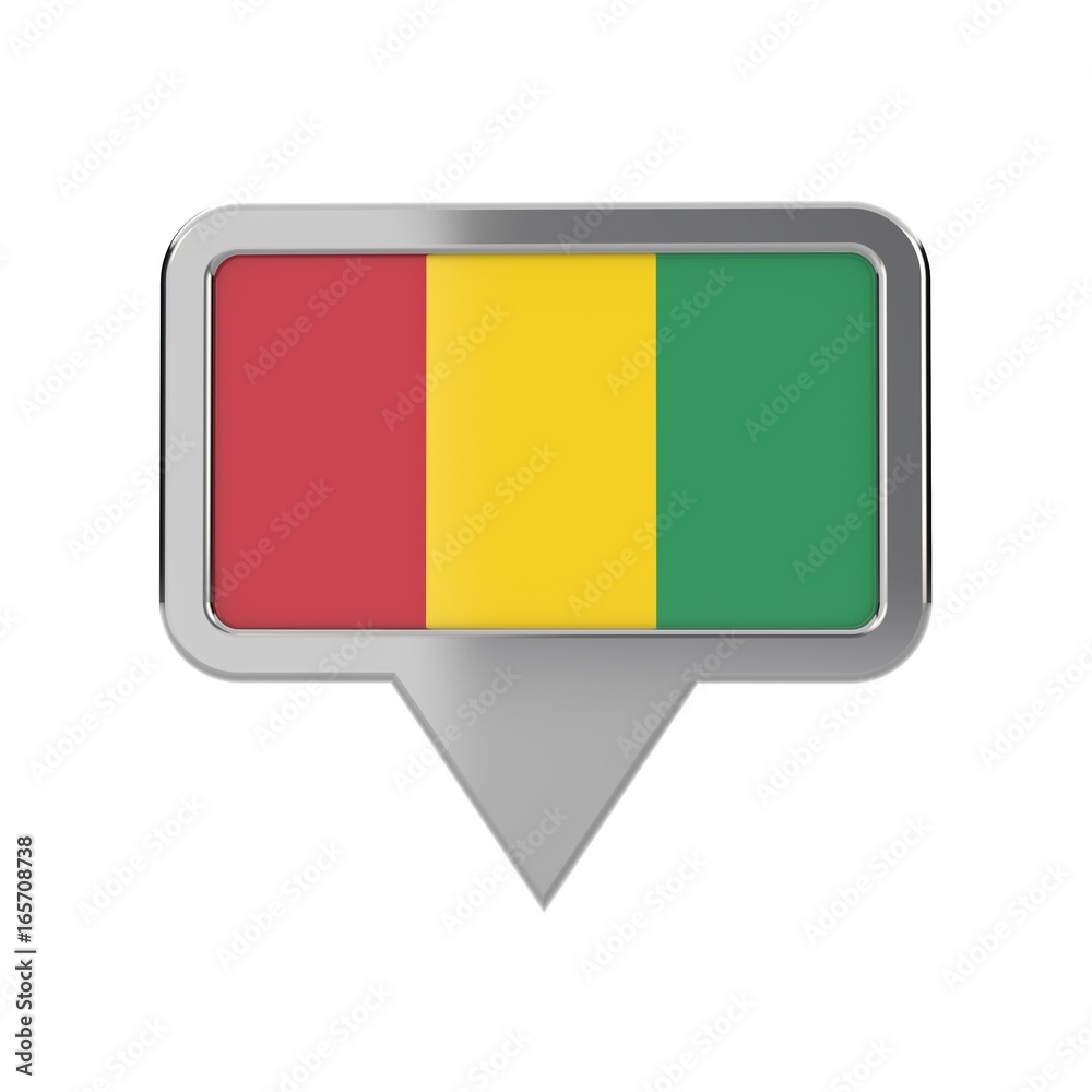 Fototapeta premium Guinea flag location marker icon. 3D Rendering