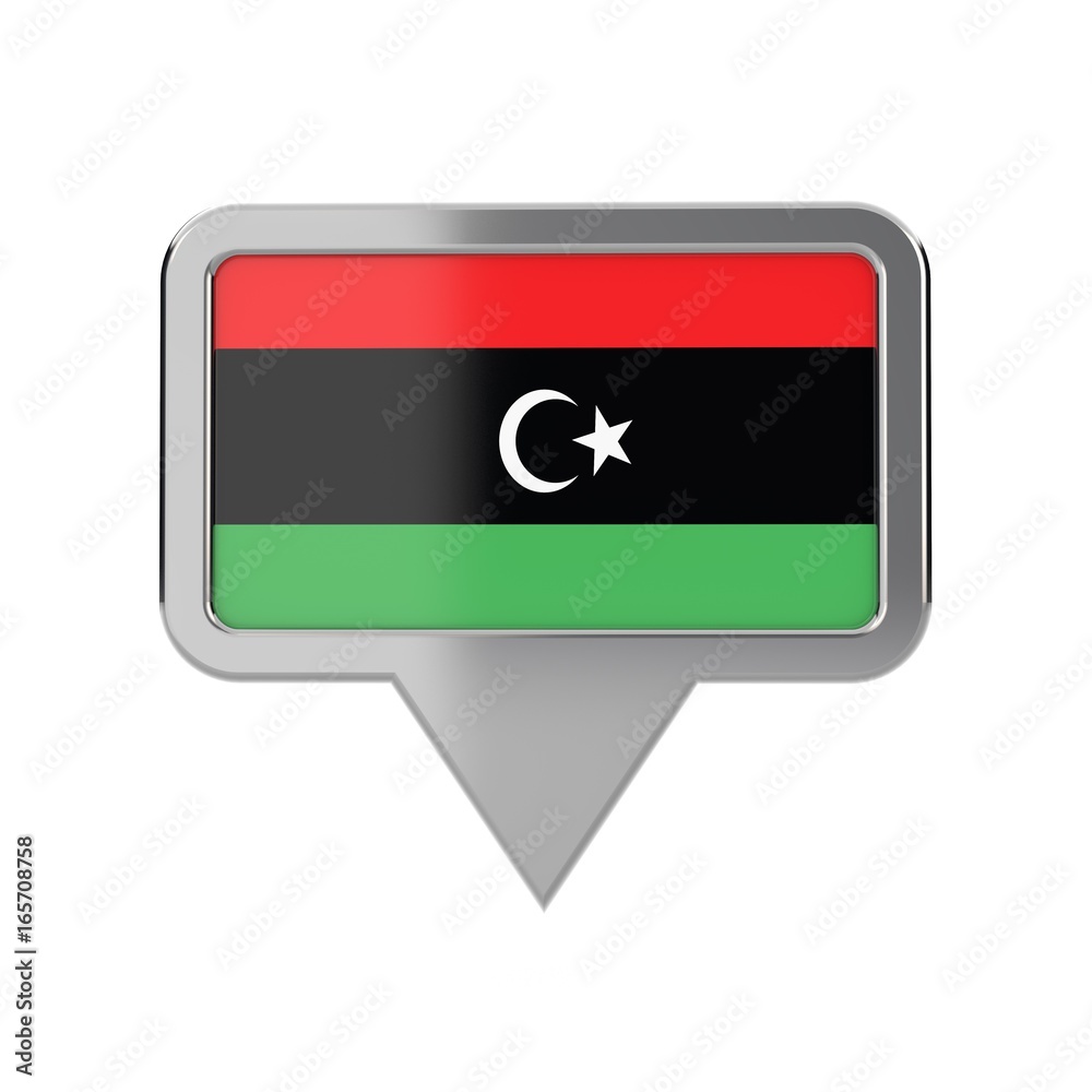 Libya flag location marker icon. 3D Rendering Libya flag location marker icon. 3D Rendering