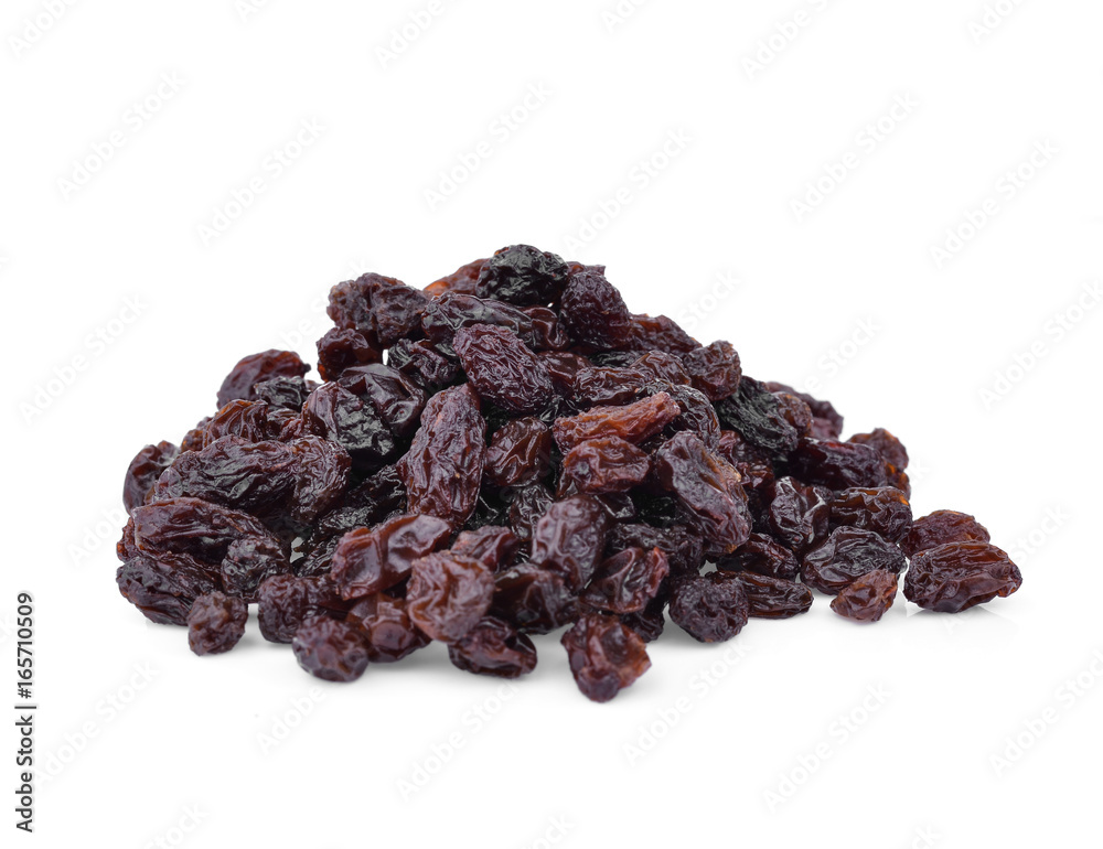 dried grapes on white dried grapes on white