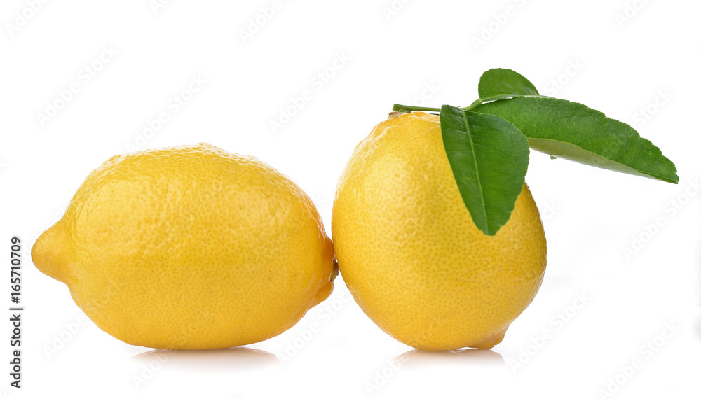 Lemon with leaf isolated on white Lemon with leaf isolated on white