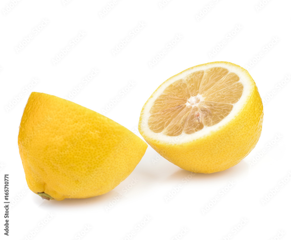 Fresh lemon with half isolated on white background Fresh lemon with half isolated on white background