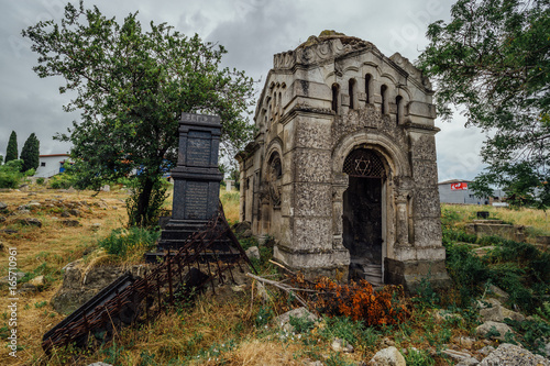 An old family-owned mausoleum, a crypt on an abandoned Jewish cemetery