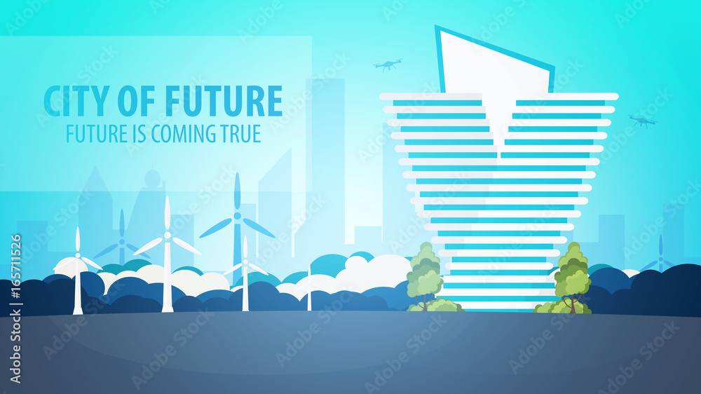 Flat style Modern city houses. Building of future. Architecture of the future. Flat style Modern city houses. Building of future. Architecture of the future.