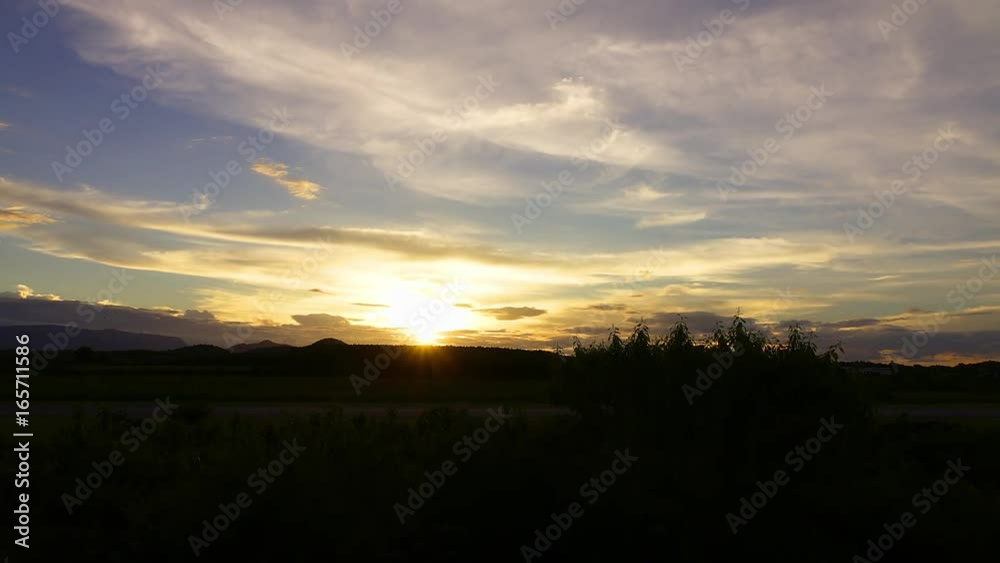Time lapse Sunset smooth Cloud silhouette Time lapse Sunset smooth Cloud silhouette