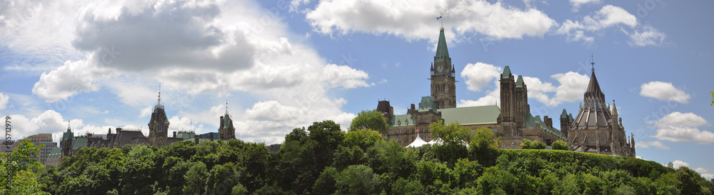 Parliament Buildings and Library panorama, Ottawa, Ontario, Canada.