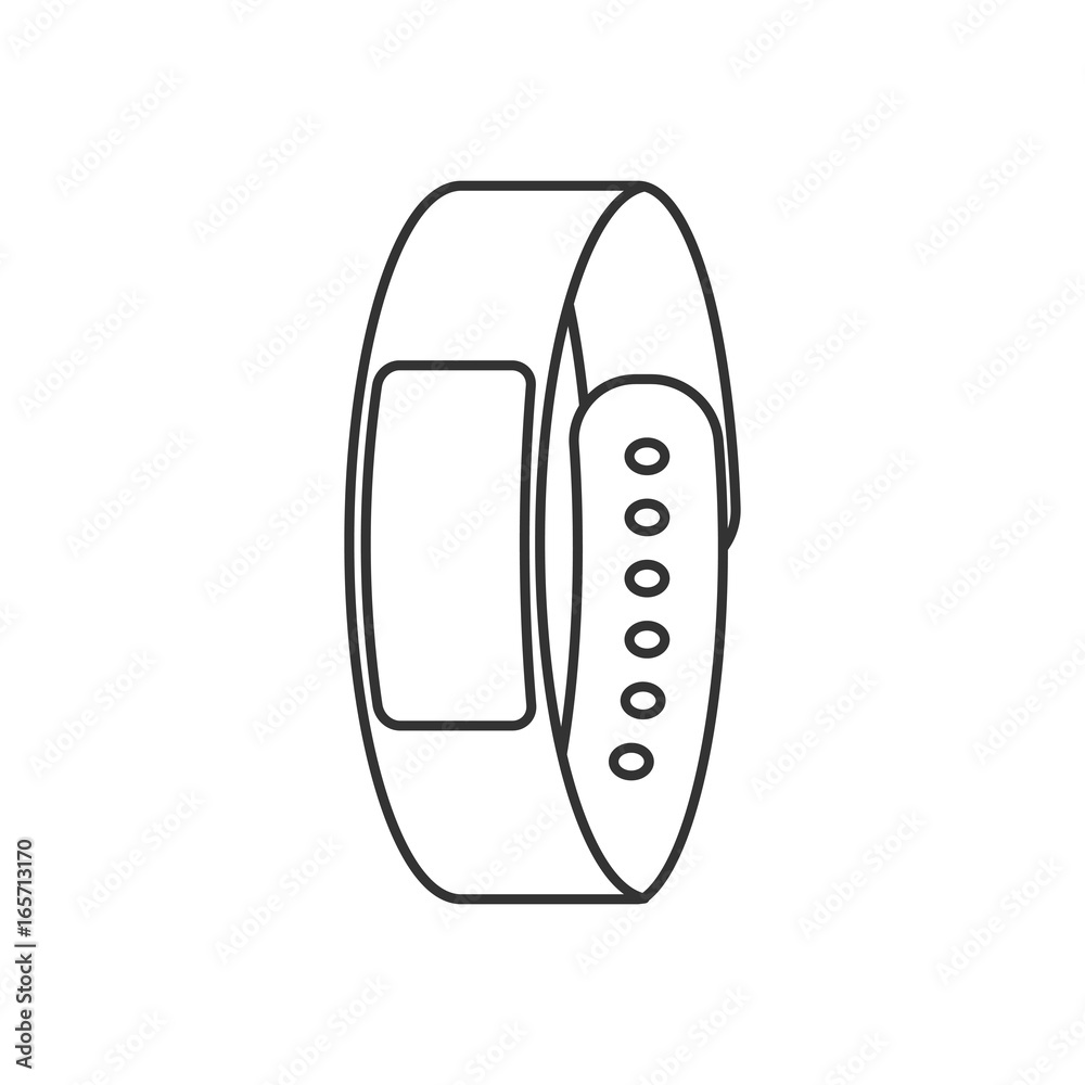 Isolated black outline smart fitness bracelet on white background. Line icon. Isolated black outline smart fitness bracelet on white background. Line icon.