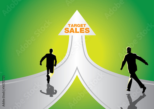 Businessman running for sales target