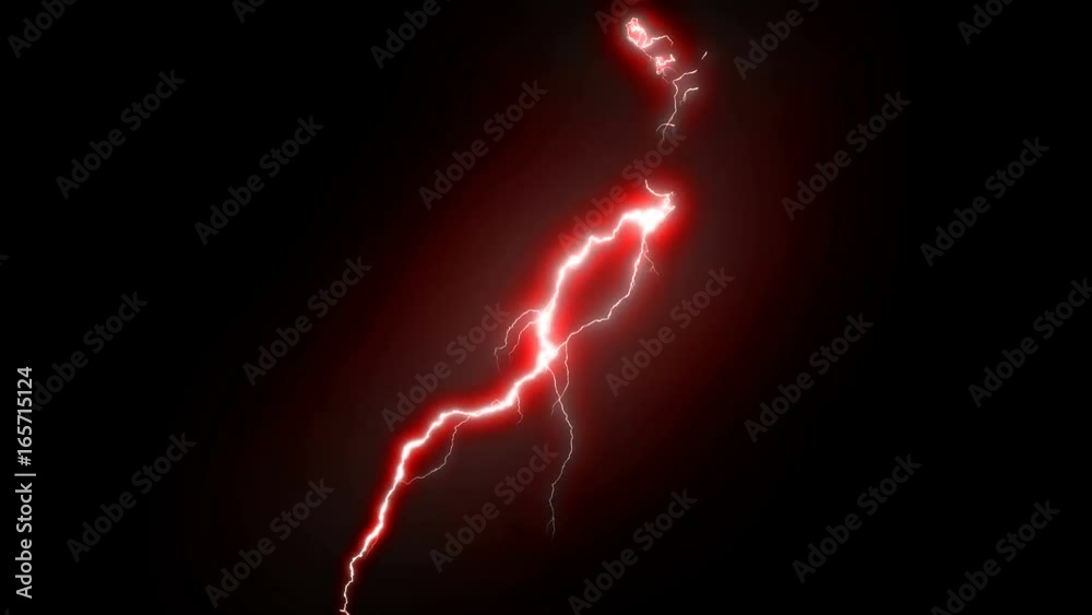 4K-UHD Realistic Lightning Strike Packs , Red Electrical Storm Over Black Background.