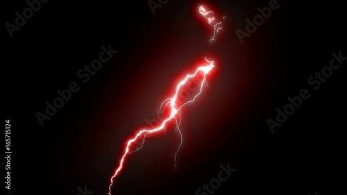 4K-UHD Realistic Lightning Strike Packs , Red Electrical Storm Over Black Background.