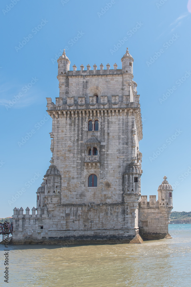 Lisbon, Belem tower, fortified monument in the sea
