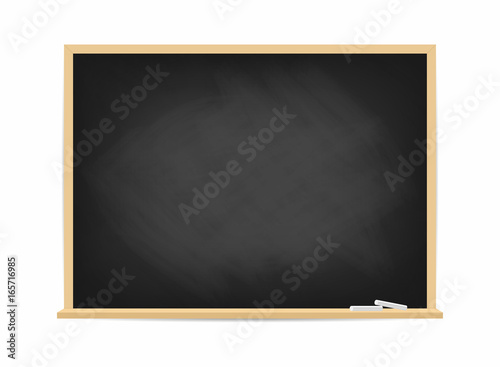 School blackboard. Dirty black chalkboard with traces of chalk isolated on background