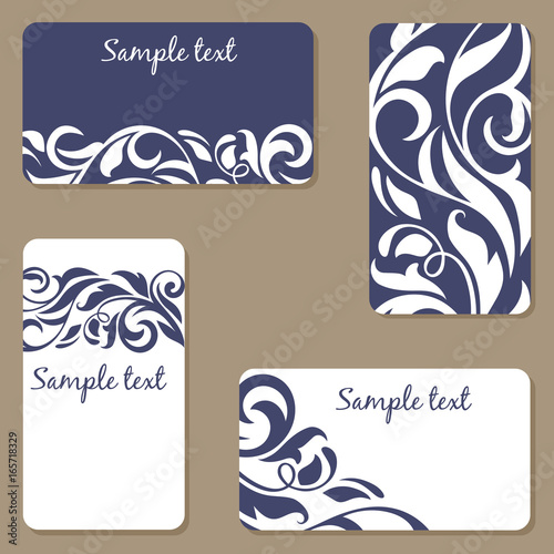 Schilderij op canvas Set of business Cards. Beauty designs. Vintage cards