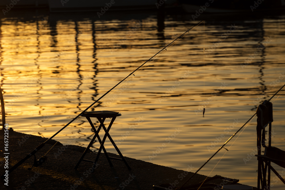 Empty fishermans stool at dusk
