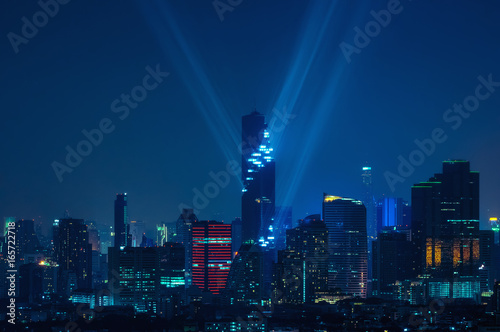 Bangkok night view with skyscraper