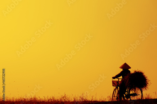 Vietnamese woman cycling