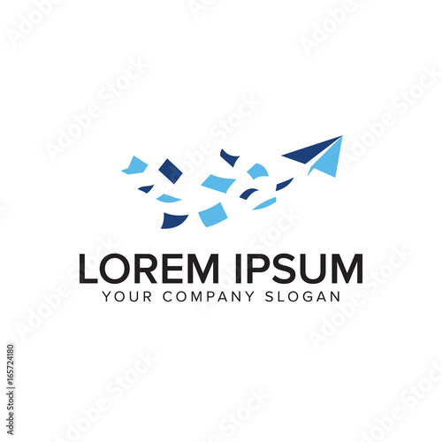 paper plane fly logo design concept template