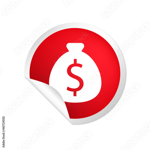 runder Sticker rot Geldsack Dollar