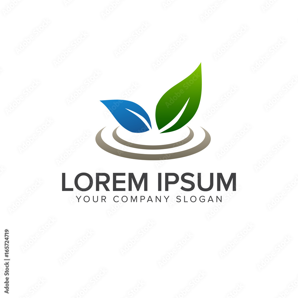 leaf water drop design concept template leaf water drop design concept template
