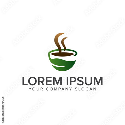 green Coffee logo design concept template photo