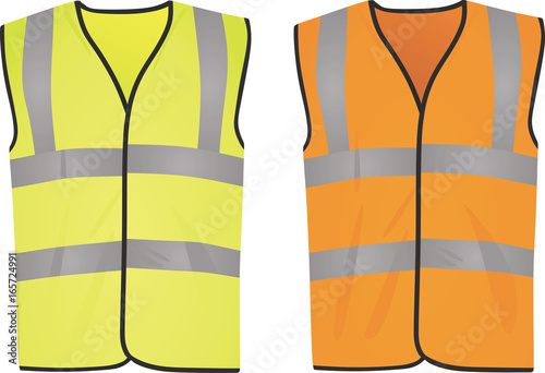 Safety yellow and orange vests. vector illustration